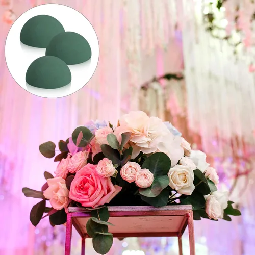 Miniatura 4 de Shihanee 12 bolas redondas de espuma floral en bloque de espuma floral húmedo y seco, bolas de espuma de flores verdes para flores artificiales