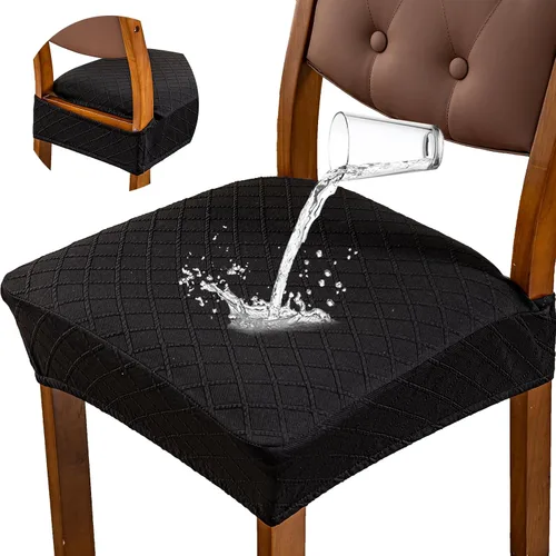 Miniatura 8 de Genina Fundas de asiento impermeables para sillas de comedor, fundas para sillas de comedor, fundas para sillas de cocina (caqui, 6 piezas)