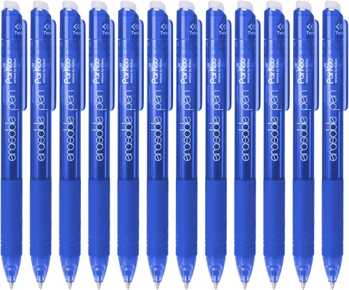 Miniatura 11 de ParKoo Bolígrafos de gel retráctiles borrables de 0.028 in, 12 bolígrafos negros de punta fina, hacen desaparecer los errores, escritura suave