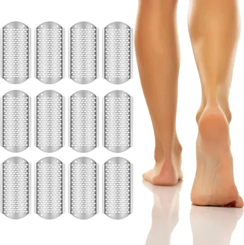 Paquete de 12 limas de pie para eliminar callos de reemplazo: raspador de pies de acero inoxidable para pies desmontables, herramientas de pedicura,
