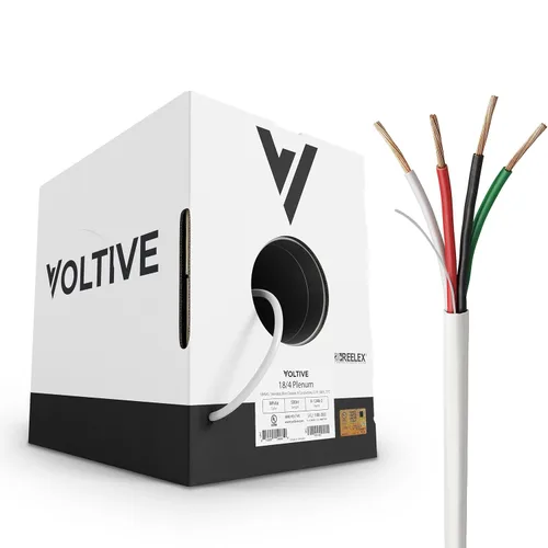 Miniatura 22 de Voltive Cable de altavoz 16/2, Plenum CL3P, negro, 100 pies - 16AWG, 2 conductores, cobre trenzado sin oxígeno, listado UL - V-1217-1