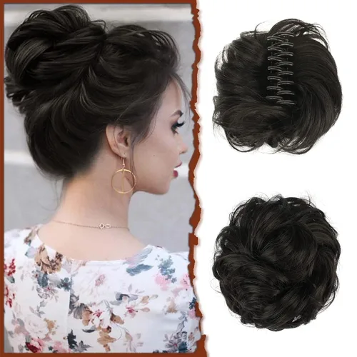 Miniatura 25 de SOFEIYAN Pinza de Gancho Moño Desordenado de Cabello Sintéticico, Cabello Ondulado y Rizado, Pinza de Cabello en Gancho, Chignon, Cola de Caballo