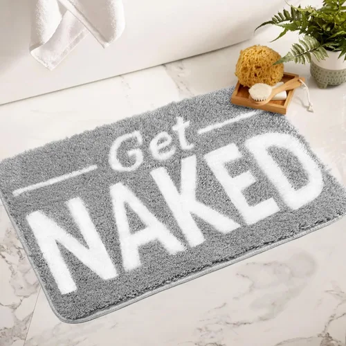 Miniatura 10 de Get Naked - Alfombra de baño larga, alfombra de baño súper suave y divertida, antideslizante, alfombra blanca y negra, alfombra absorbente de agua