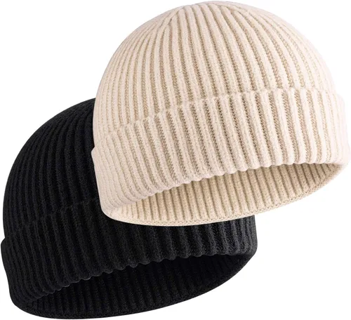 Miniatura 12 de vidsel Gorro Corto de Pescador para Hombres y Mujeres, Gorro de Lana Tejida con Puño Estilo Moderno de Arrastrero, Gorros Cálidos de Invierno