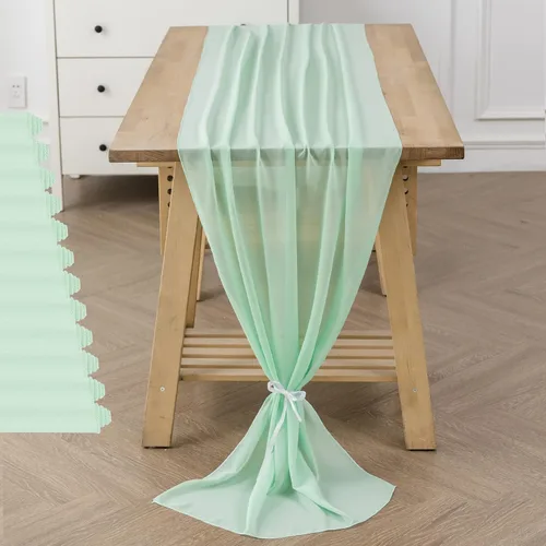 Miniatura 10 de Paquete de 2 caminos de mesa de gasa de 10 pies de 29 x 120 pulgadas, camino de mesa romántico transparente para boda, fiesta de cumpleaños
