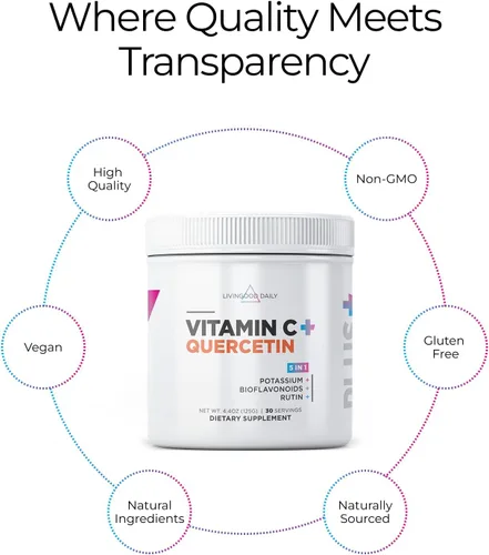Miniatura 4 de Livingood Daily Suplemento en polvo de vitamina C de alta dosis, 2,600 mg de ácido ascórbico en polvo que apoya la inmunidad y la salud de la piel
