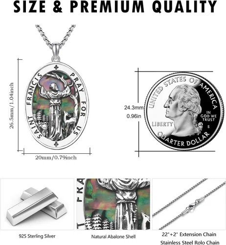 Miniatura 146 de Collar de plata de ley 925 con medalla de San Patrón, colgante de protección católica, amuleto, joyería religiosa para hombres y mujeres