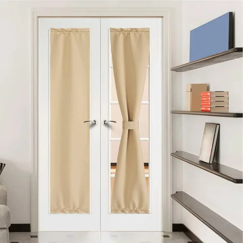 Miniatura 40 de NICETOWN Cortinas opacas unicolor con aislamiento térmico para puerta francesa, granja, oscurecimiento de habitación, puertas y ventanas de Marrón