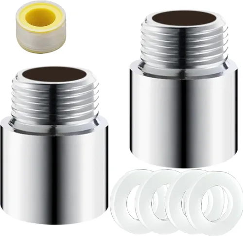 Miniatura 10 de 2 unids 0.787 in extensión de brazo de ducha, acoplador de brazo de ducha, brazo de extensión de cabezal de ducha de acero inoxidable de mano