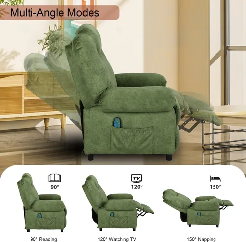 Miniatura 6 de Silla reclinable con respaldo para sala de estar, silla reclinable con calefacción de tela de mediados de siglo, silla reclinable pequeña con calor