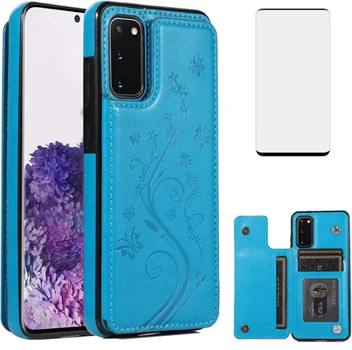 Miniatura 12 de Funda de teléfono para Samsung Galaxy S20 Glaxay S 20 5G de 6.2 pulgadas con protector de pantalla de vidrio templado y tarjetero con soporte
