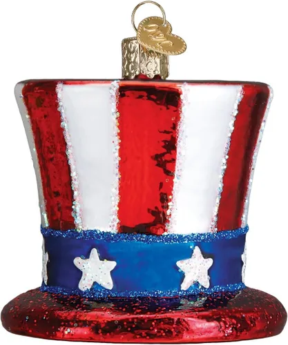 Miniatura 3 de Old World Christmas Adorno de cristal soplado sombrero del tío Sam (36206)