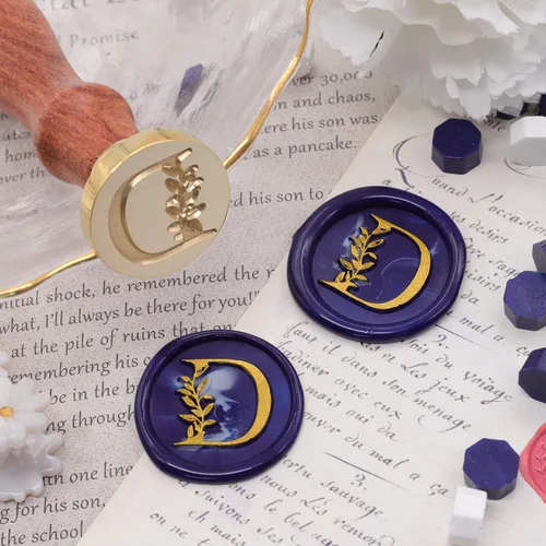 Miniatura 4 de SWANGSA Sello de cera con letra inicial D, sello de cera vintage elegante con hojas botánicas para invitación de fiesta de boda, envoltorio