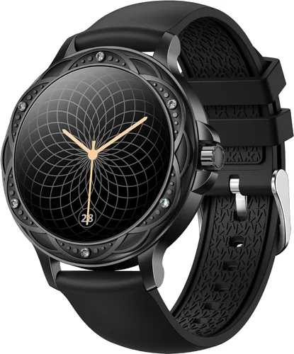 Reloj para mujer Hombre Fitness Tracker, relojes inteligentes de diamantes rosas para mujer (respuesta/hacer llamadas) con pantalla táctil a color