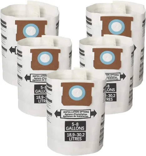 Paquete de 5 bolsas para aspiradora Shop Vac de 5 a 8 galones, para tipo E - 90661 9066133; tipo H 90671 9067133; VF2004, VHBS VDBS HEPA bolsas de