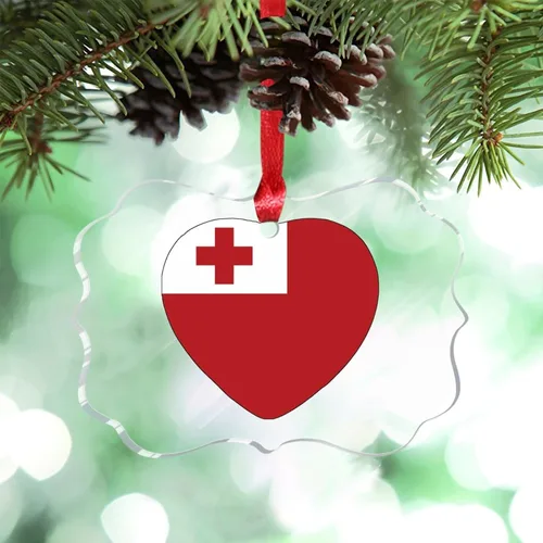 Miniatura 18 de Adorno de Navidad personalizado de la bandera de Venezuela 2023, adornos de corazón para árboles de Navidad, acrílico país, ciudad, recuerdo