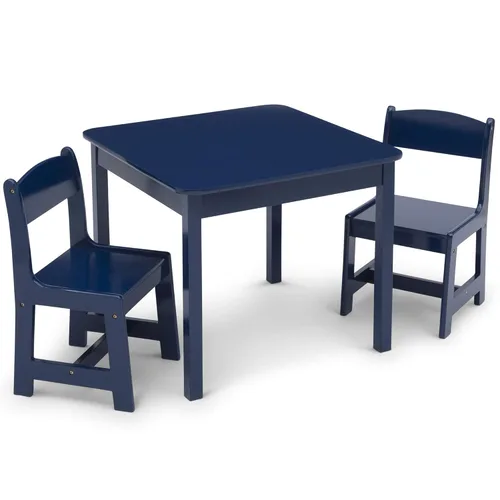 Delta Children MySize - Juego de mesa y silla de madera para niños (2 sillas incluidas), color azul oscuro Azul profundo