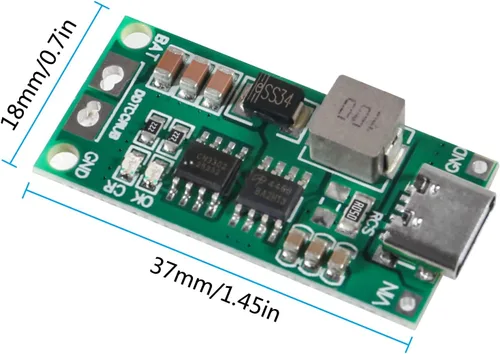 Miniatura 5 de 2PCS Tipo-C USB 2S 2A Boost Convertidor 8.4V 12.6V 16.8V Step-Up Power Module LiPo Polímero LiPo Batería de Litio Placa de Protección de Carga
