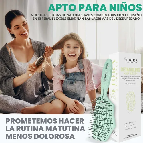 Miniatura 6 de Fiora Naturals Cepillo desenredante para el cabello para mujer, cepillo desenredante con cerdas suaves flexibles, se desliza suavemente a través