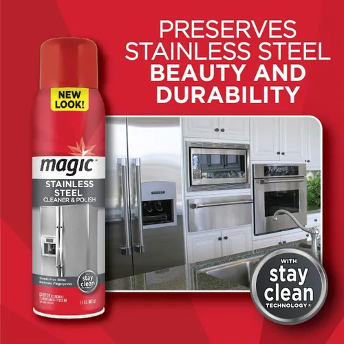 Miniatura 5 de Magic - Aerosol limpiador de acero inoxidable – 17 onzas (paquete de 6) – Elimina huellas dactilares residuos de agua y grasa de electrodomésticos