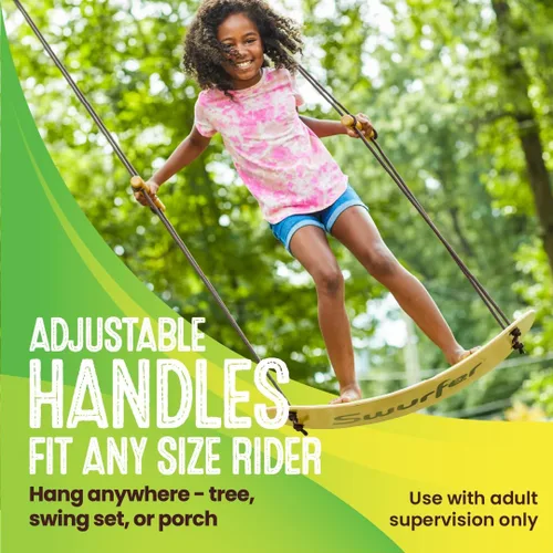 Miniatura 3 de Swurfer Stand Up TreeSkate Columpio para exteriores - Columpio de árbol para niños con asas ajustables, equipo de juego al aire libre para niños