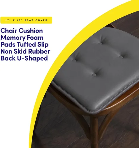 Miniatura 3 de Sweet Home Collection - Cojín de espuma viscoelástica para silla con capitoné, antideslizante, parte trasera de goma, en forma de U, 17 x 16 Piel