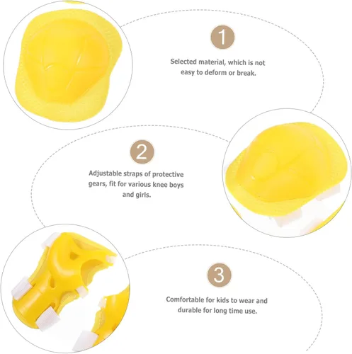 Miniatura 5 de VANZACK Rodilleras para niños y niñas, 6 unidades, equipo de protección deportiva, ciclismo, patinaje, de 4 a 16 años, color amarillo, resistentes
