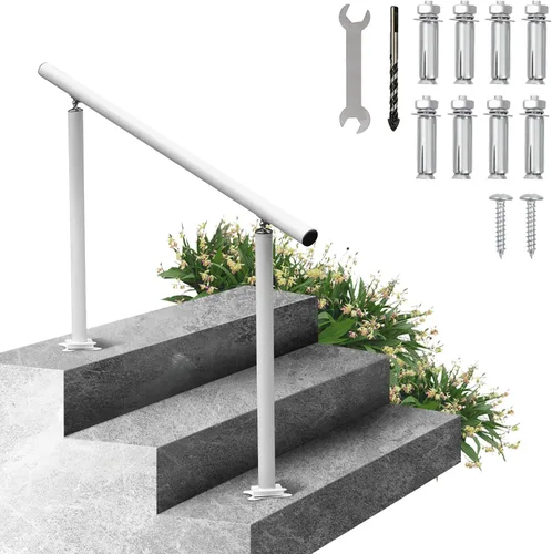 Miniatura 20 de VEVOR Kit de barandilla para escaleras al aire libre, pasamanos de 5 pies de 0 a 5 escalones, barandilla de aluminio negro de ángulo ajustable