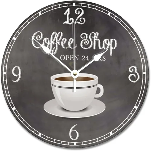 ArogGeld Reloj de pared de café de estilo vintage, reloj de madera de 12 pulgadas, silencioso, sin tictac, funciona con pilas, para sala de estar,