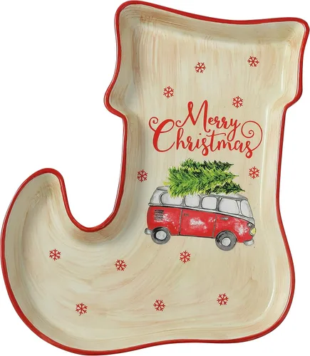 Miniatura 8 de Stephanie Imports Placa decorativa de cerámica con forma de autobús navideño de 10.0 in Feliz Navidad (autobús)