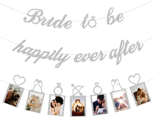 Miniatura 4 de Decoraciones de despedida de soltera – Cartel de la novia para siempre feliz y cartel de fotos para despedida de soltera, boda, fiesta