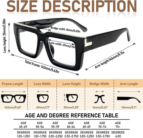 Miniatura 5 de REAVEE - Paquete de 3 gafas de lectura estilo Oprah para mujeres y hombres, con bloqueo de luz azul, elegantes, cuadradas con bisagra de resorte