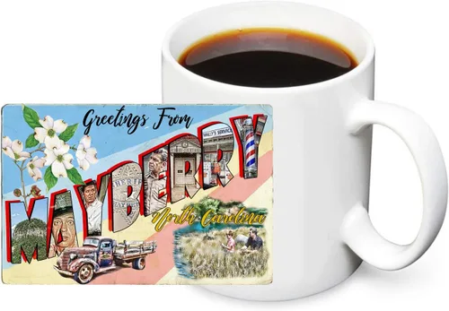 Miniatura 15 de Brotherhood Mayberry Mt Airy Sheriff Aunt Bea's Pickles Oregon Nueva Escocia Wally's Service Andy Griffith - Tazas de café de cerámica blanca de 11