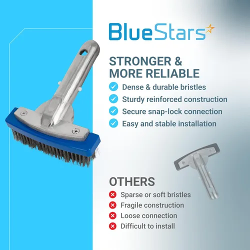 Miniatura 10 de BlueStars Cepillo de piscina resistente de 5 pulgadas con alambre de cerdas de acero inoxidable y mango de aluminio de 5 pulgadas, adecuado