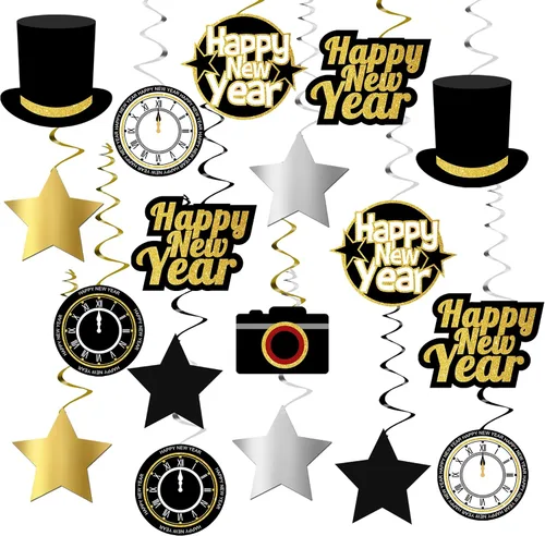 Miniatura 10 de KatchOn, Remolinos colgantes de Feliz Año Nuevo 2026 – Paquete de 30, NO DIY Suministros para fiesta de Año Nuevo 2026 Decoraciones de Año Nuevo