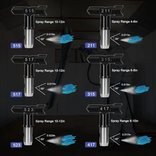Miniatura 2 de Geevorks - Puntas de pulverizador sin aire, boquillas reversibles de pintura sin aire, 6 piezas con 5 filtros / 2 asientos de boquilla para piezas