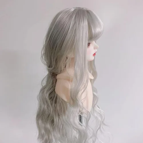 Miniatura 4 de GLOGLOW Peluca de muñeca de 1/6, suave al tacto, peluca articulada con calor recortable con flequillo para disfraz de muñeca, accesorios Plata Gris