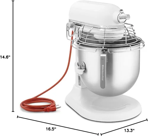 Miniatura 7 de KitchenAid Serie Comercial 8 cuartos Mezclador de pie con protección de tazón de acero inoxidable - KSMC895 Blanco