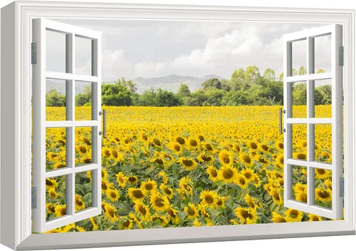 Miniatura 42 de wall26 - Cuadro en lienzo para pared, vista de ventana, río neón turquesa, rápido, bosque, lago, arroyo, naturaleza salvaje, fotografía, realismo
