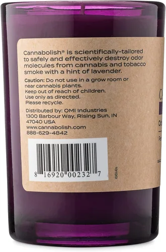 Miniatura 6 de Cannabolish Vela eliminadora de olores de humo de lavanda, 7 onzas, ingredientes naturales