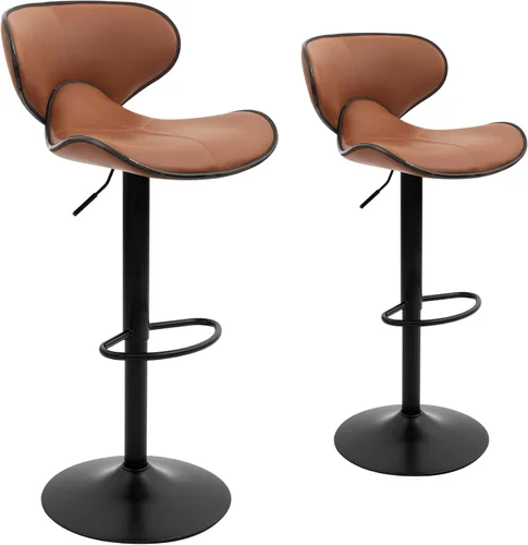 Miniatura 4 de CangLong Taburete de bar giratorio ajustable, sillas de altura de mostrador con respaldo y reposapiés para bar, cocina, comedor, sala de estar y pub