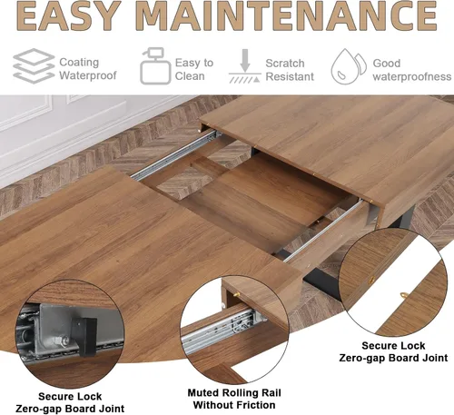 Miniatura 7 de STHOUYN Mesa de comedor extensible de 63 a 79 pulgadas, moderna mesa de cocina de madera de granja, mesa de comedor larga expandible para 6, 8 y 10