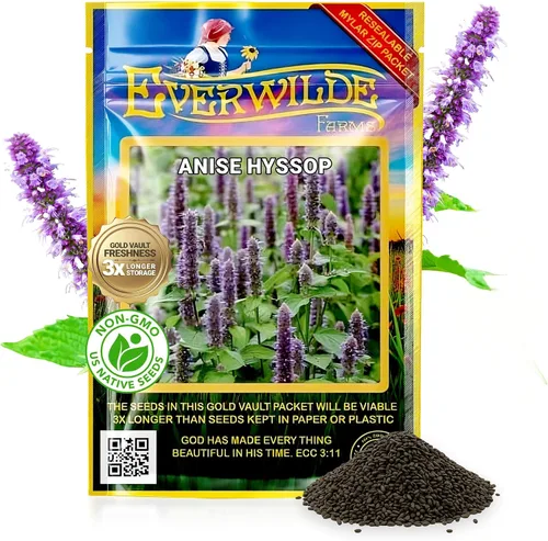 Everwilde Farms - Semillas de flores silvestres nativas de hisopo de anís de 1 onza - Gold Vault
