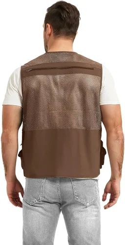 Miniatura 4 de Chaleco Flygo para hombre, para pesca, trabajo, safari, viaje de reportajes o para actividades al aire libre en verano, con bolsillos