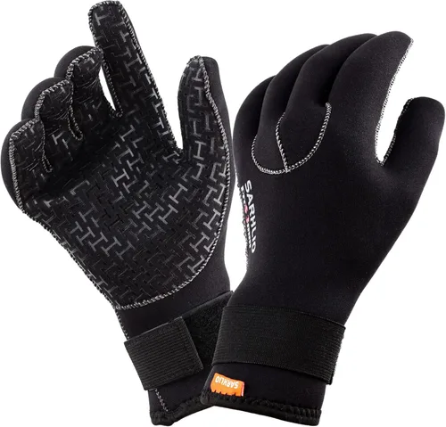 Miniatura 4 de Guantes de agua de neopreno de 0.197 pulgadas con correa ajustable para la muñeca para canoa sobre hielo, natación, kayak, pesca submarina y esquí