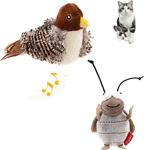 Miniatura 12 de PETGEEK Gigwi - Juguete de pájaro simulado para gatos, pájaro falso para gatos de interior, juguetes para gatos de interior, juguetes de melodía