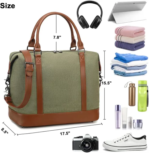 Miniatura 34 de BLUBOON Bolsas de viaje con cremallera, bolsa de lona para mujer, bolsa de fin de semana para mujer, bolsa de lona para llevar en la bolsa de lona