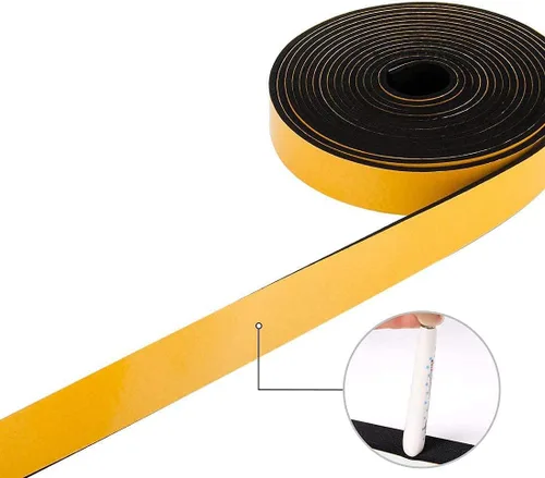 Miniatura 5 de Burlete de espuma de neopreno, 2 pulgadas de ancho x 3/8 pulgadas de grosor, tira de sellado de jamba de puerta con respaldo adhesivo para puertas