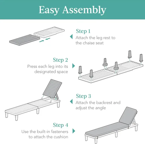 Miniatura 6 de Best Choice Products Sillón para exteriores, tumbona de resina para patio, piscina, patio trasero, porche con cojín de asiento, respaldo ajustable