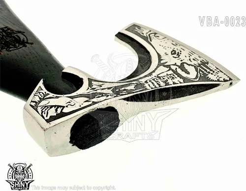 Miniatura 6 de Axes Hacha vikinga hecha a mano Hacha de batalla nórdica con cabeza de acero al carbono y diseño de grabado negro, mango de madera de fresno